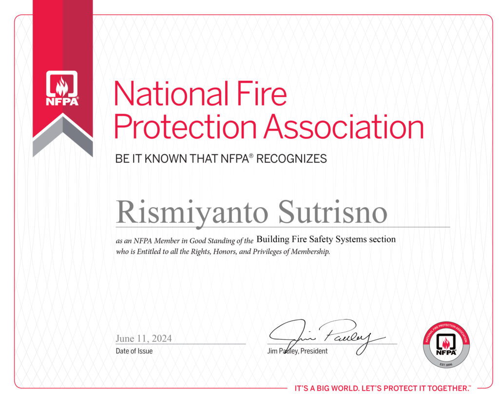 Certificate NFPA MEMBER Building Fire Safety Systems